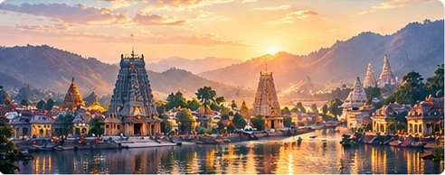 Artistic illustration of Hindu temples